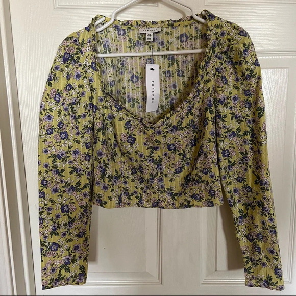 New Floral TopShop Cropped Blouse - Picture 4 of 8